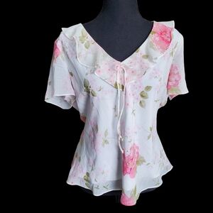 Midnight Velvet Pink Floral Blouse